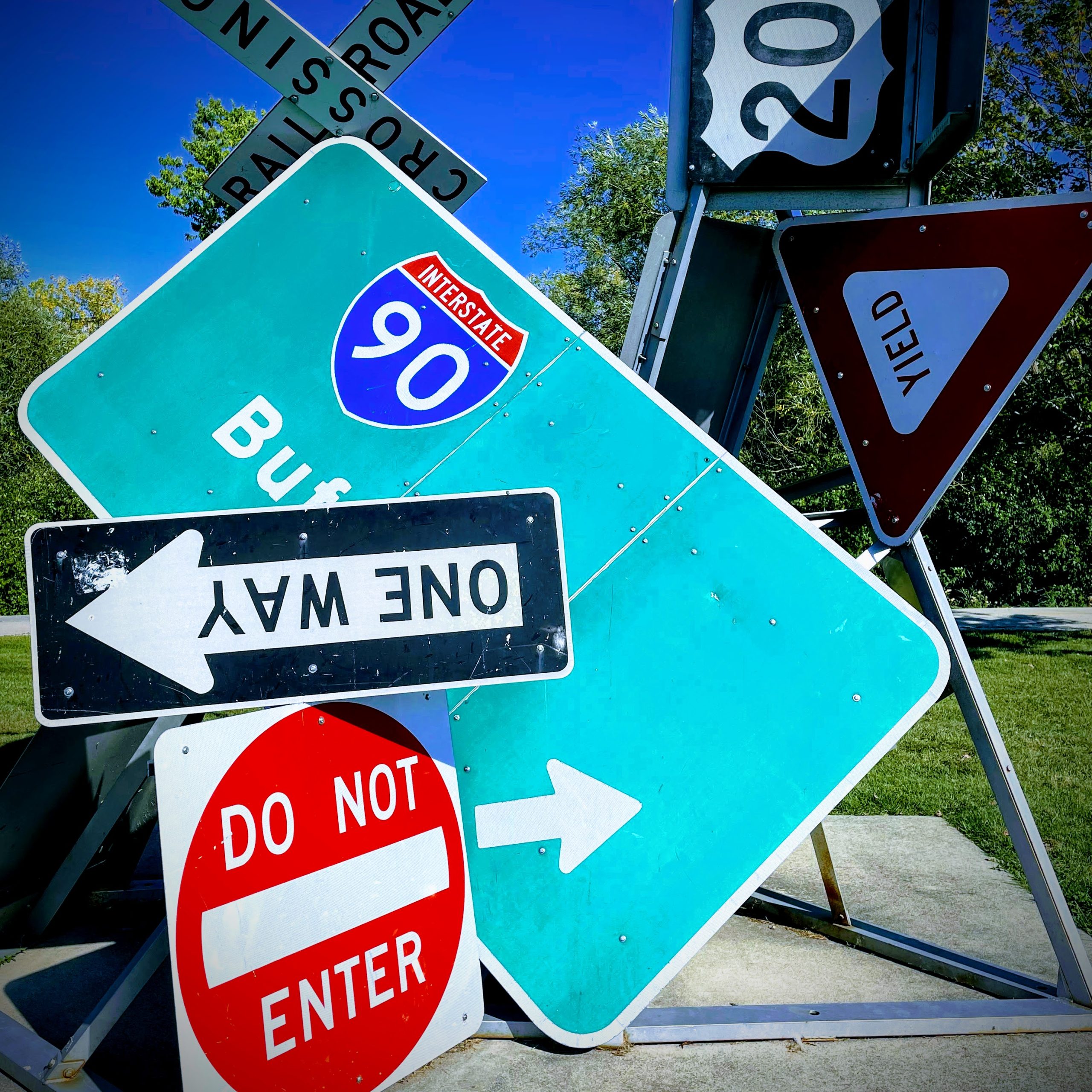 Jumble of US Road Signs